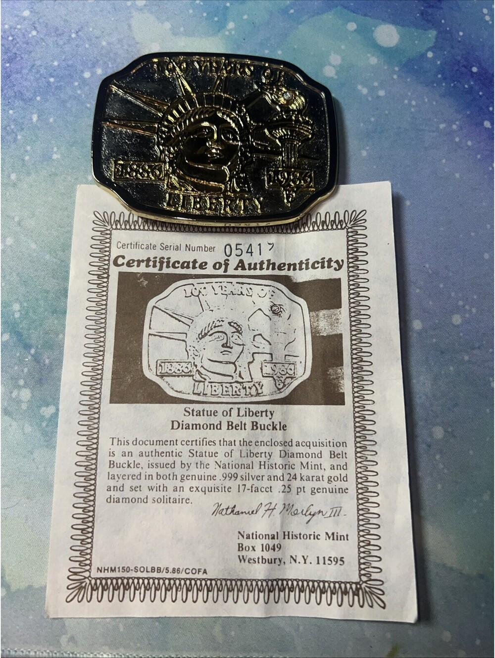 100 Years Statue Of Liberty 1886-1986 Belt Buckle Gold & Silver With Diamond #13
